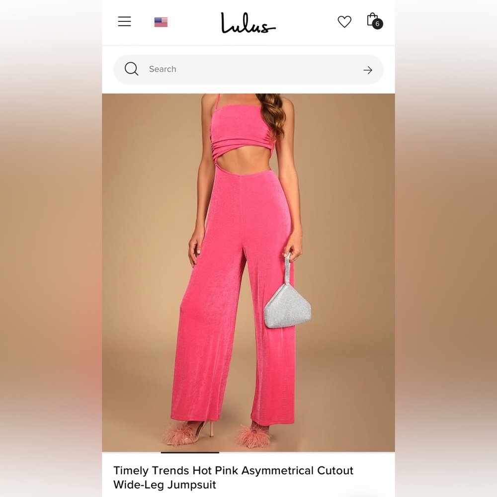 Timely Trends Hot Pink Asymmetrical Cutout Wide-Leg Jumpsuit